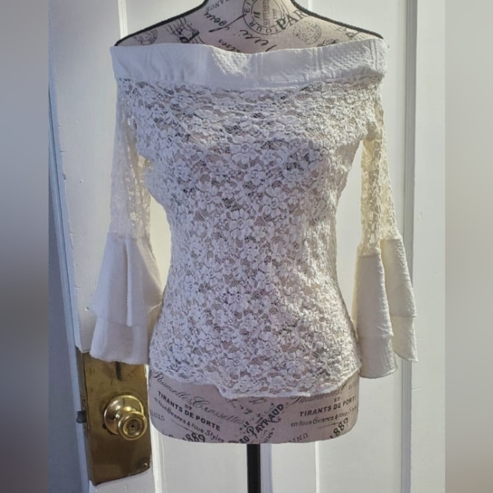 Vintage Sexy Lace Blouse Women Off Shoulder Crochet Flower Elegant Women Dress🌴 - Picture 5 of 6